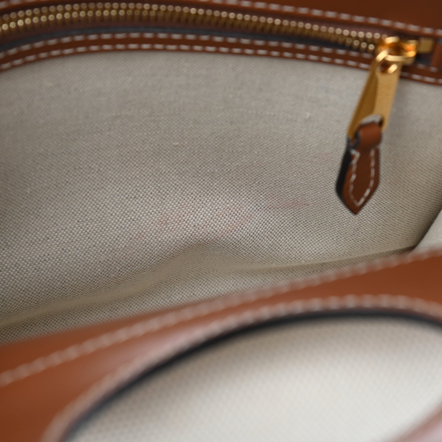 Burberry Canvas Smooth Calfskin Two Tone Mini Pocket Bag Natural Malt Brown 6 of 6