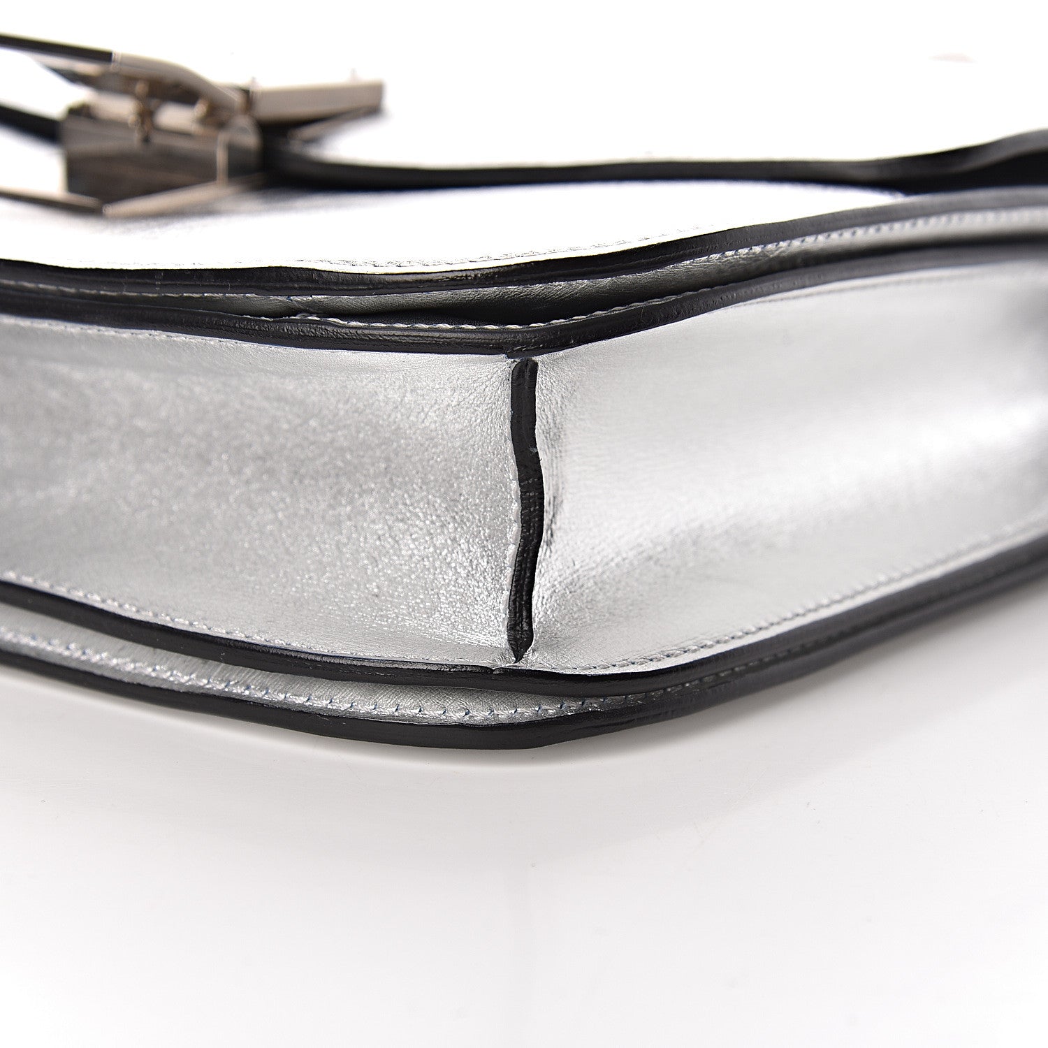 Celine Laminated Lambskin Medium Classic Box Flap Bag Silver 17 of 19