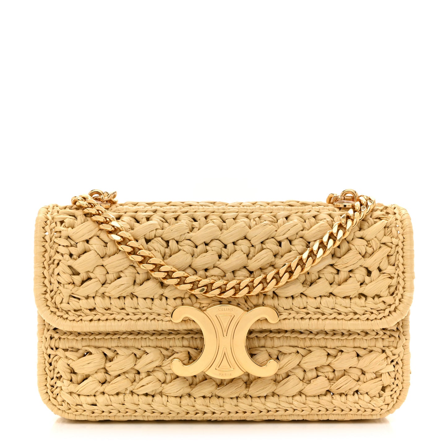 Raffia Effect Claude Chain Shoulder Bag Natural