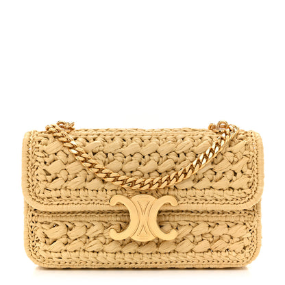 Celine Raffia Effect Claude Chain Shoulder Bag Natural 1 of 10