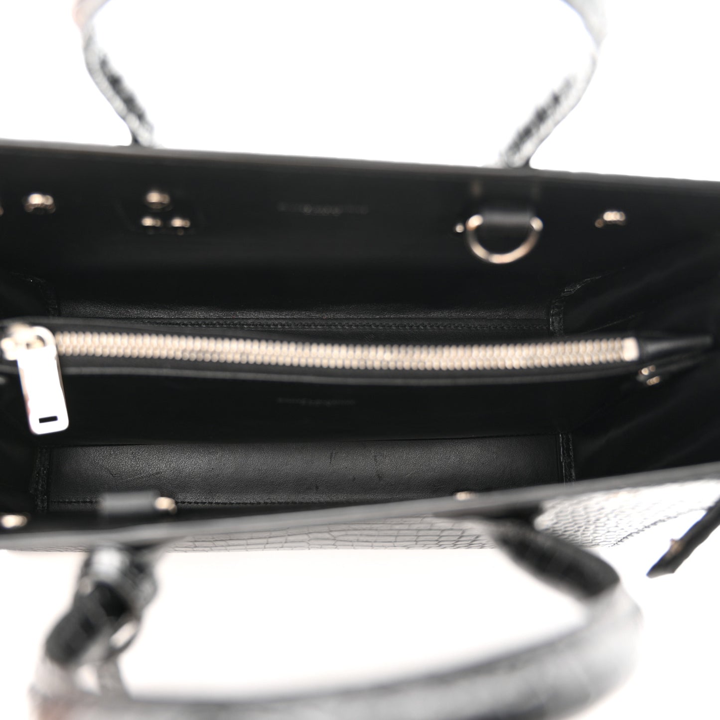 Calfskin Crocodile Embossed Baby Sac De Jour Black