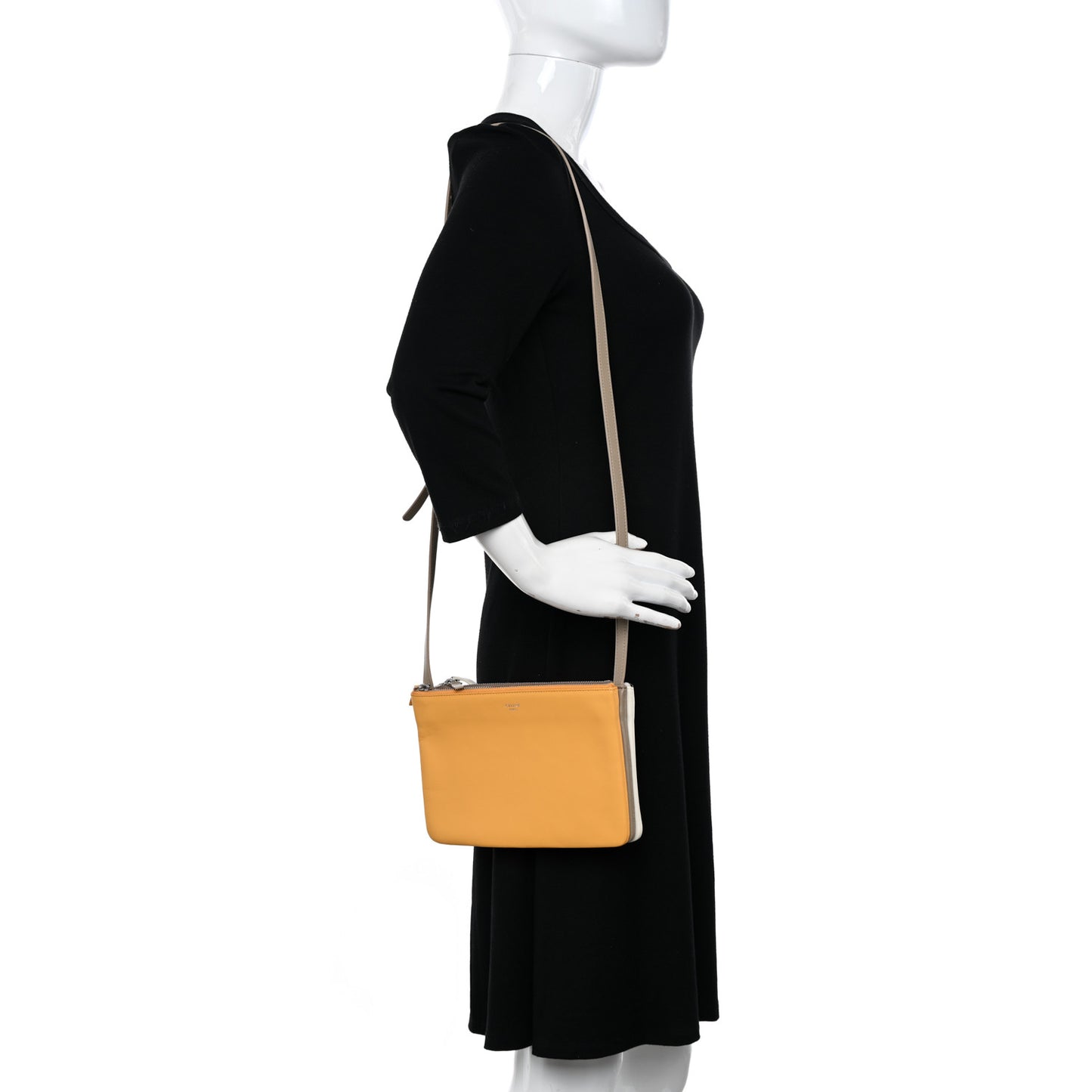 Lambskin Small Trio Crossbody Bag Yellow Taupe White