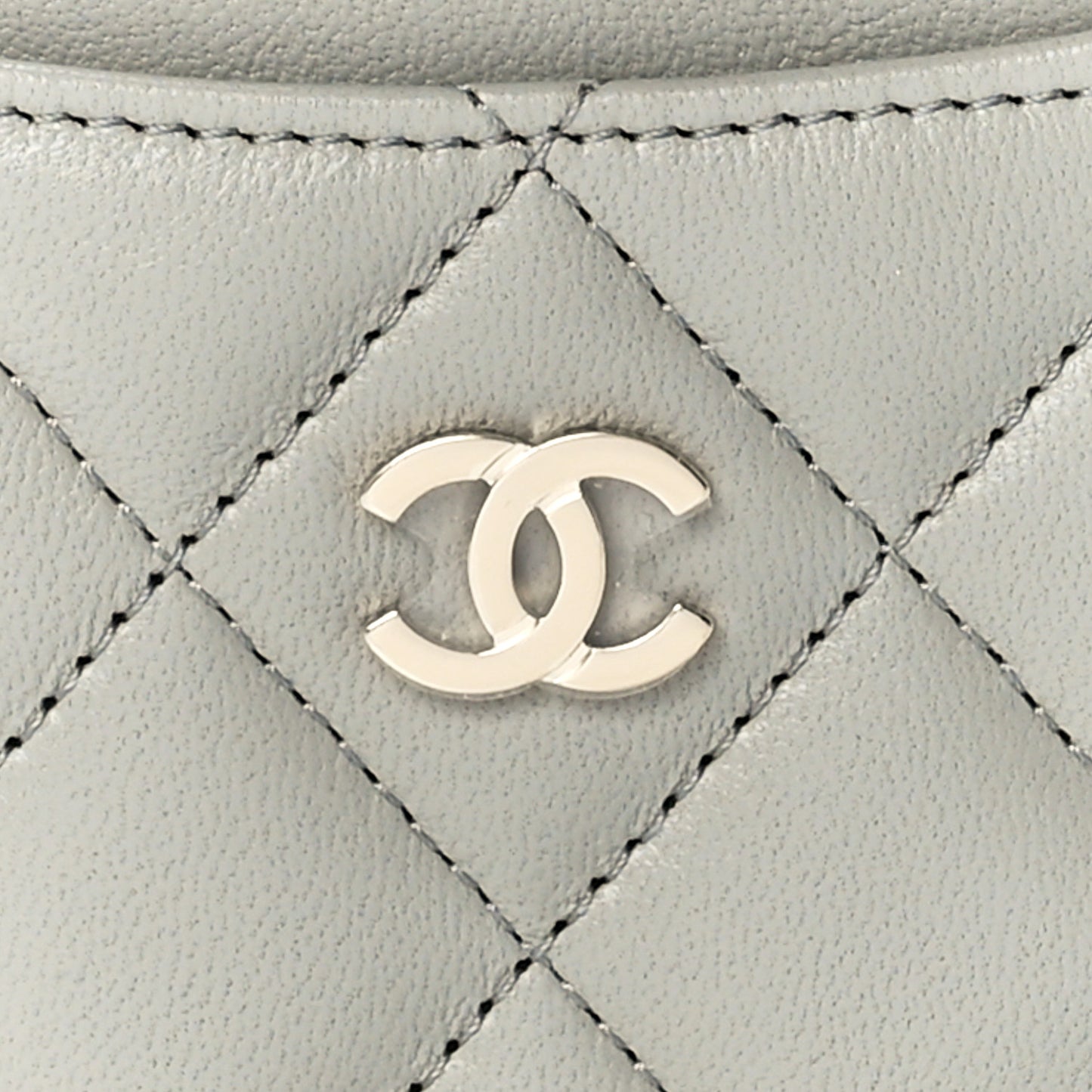 Lambskin Quilted Card Holder Grey