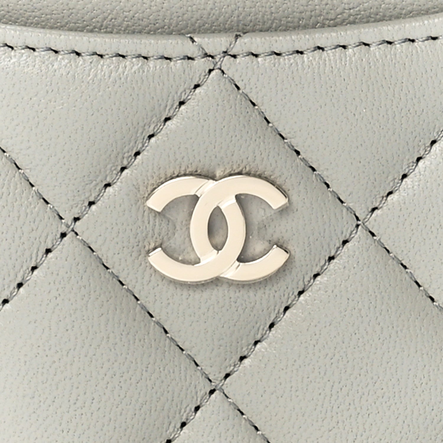 Chanel Lambskin Quilted Card Holder Grey 9 of 13