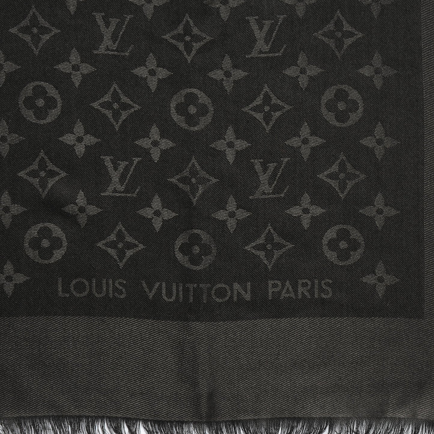 Silk Wool Monogram Shawl Black