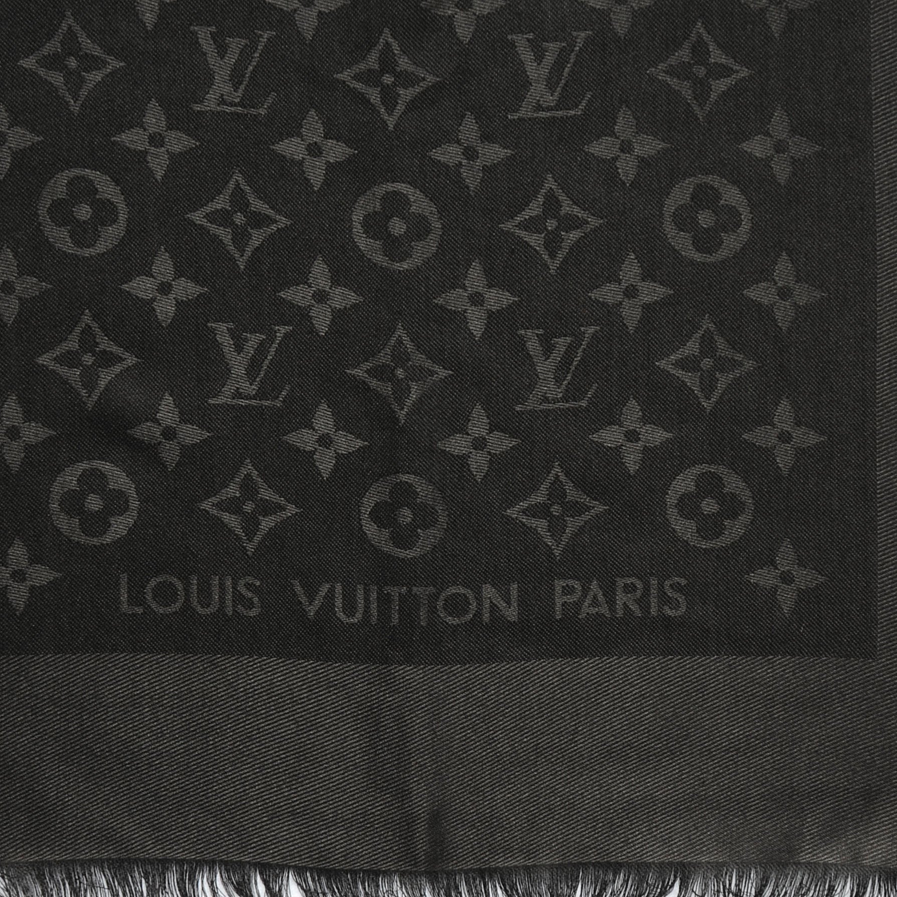 Louis Vuitton Silk Wool Monogram Shawl Black 1 of 5