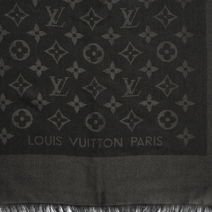 Louis Vuitton Silk Wool Monogram Shawl Black 1 of 5