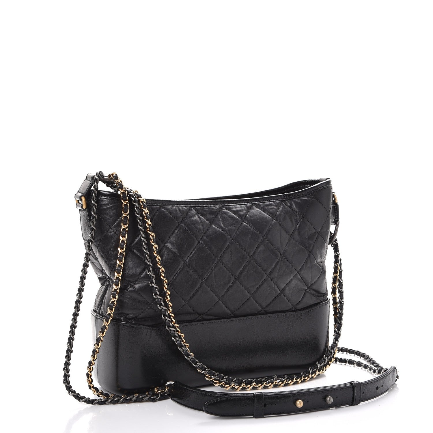 Chanel Aged Calfskin Quilted Medium Gabrielle Hobo Black 3 of 7