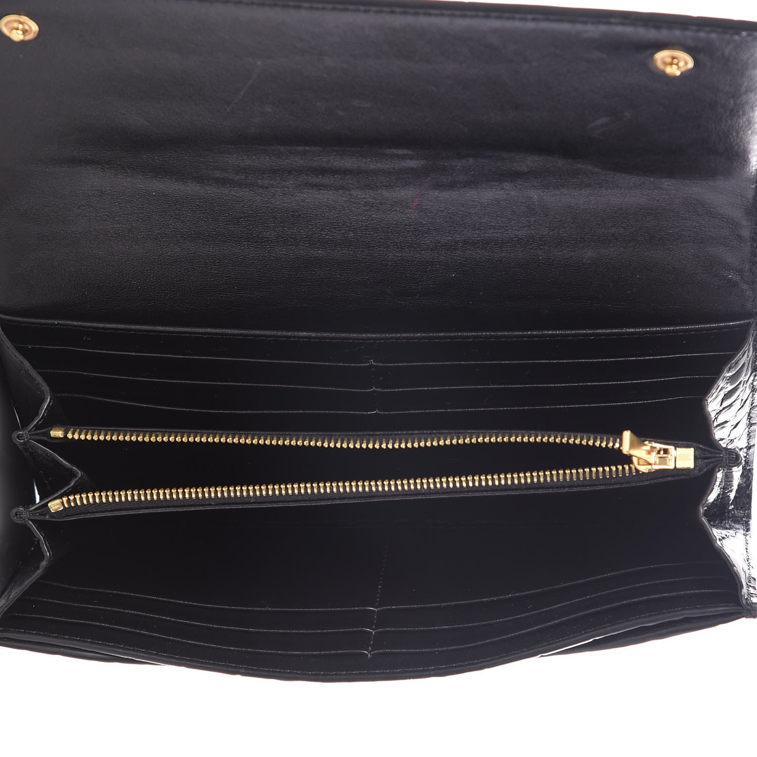 Celine Crocodile Embossed Calfskin Large Flap Wallet Black 4 of 8