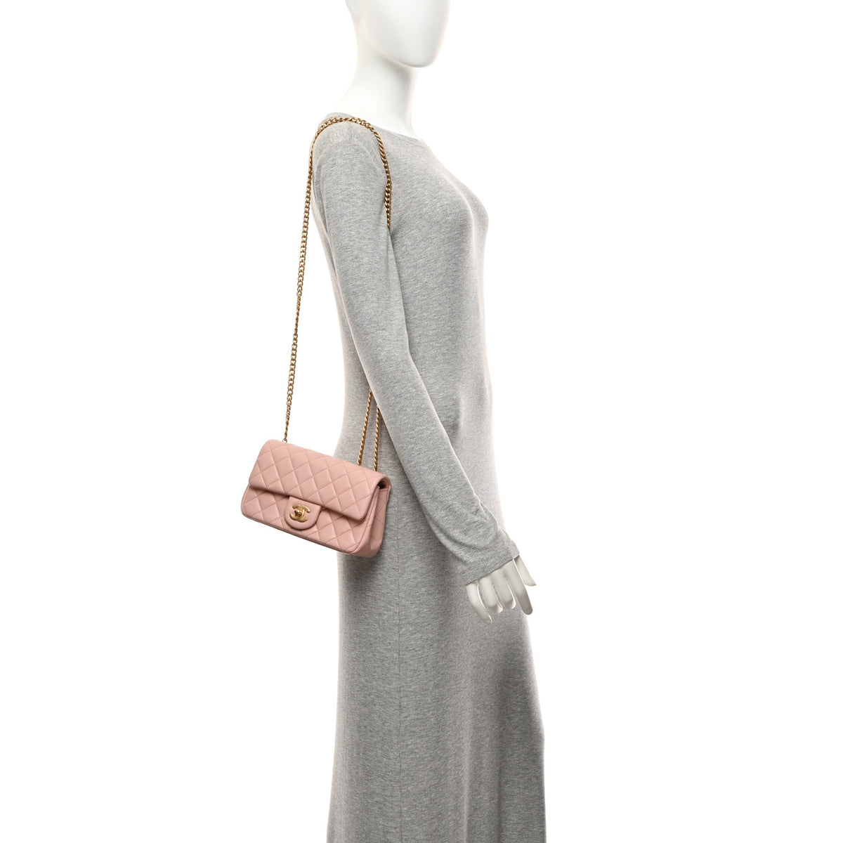 Chanel Lambskin Quilted Mini Rectangular Sweet Camellia Flap Light Pink 2 of 10