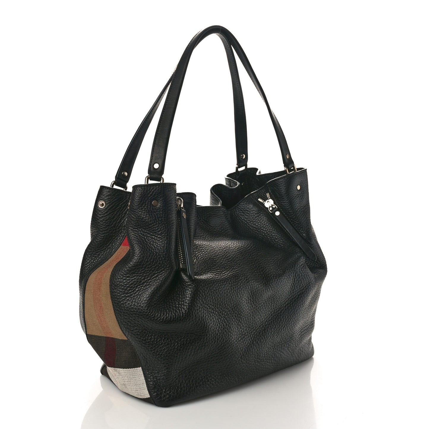 Grainy Calfskin House Check Medium Maidstone Black