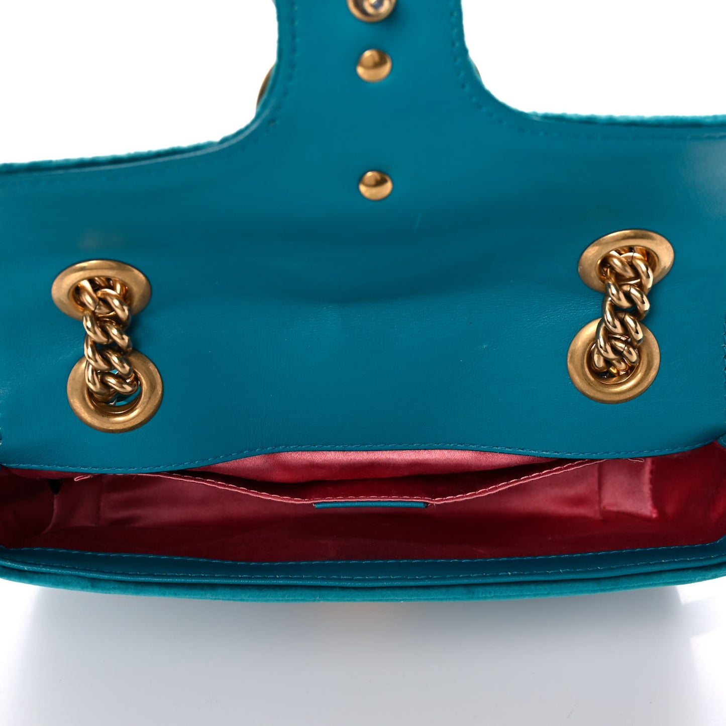 Velvet Matelasse Mini GG Marmont Shoulder Bag Pavone Cyan