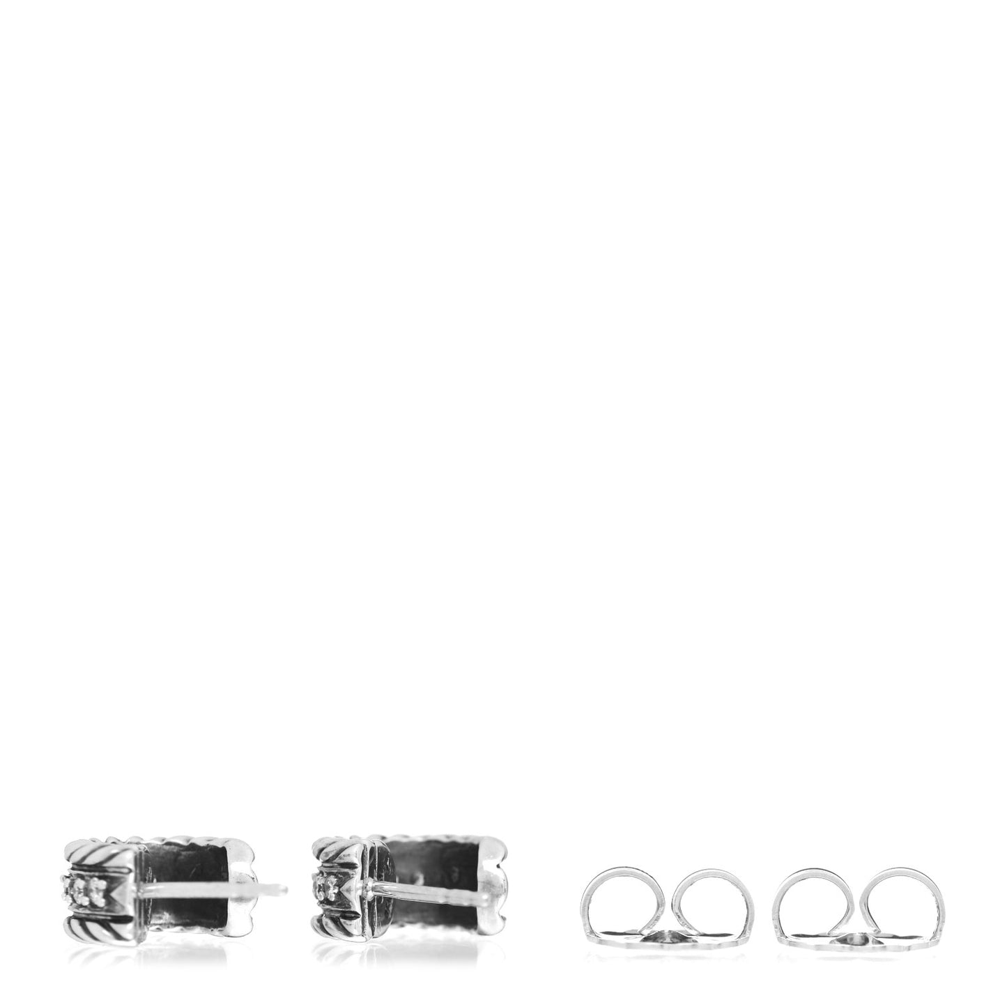 Sterling Silver Diamond 12mm Cable Hoop Earrings