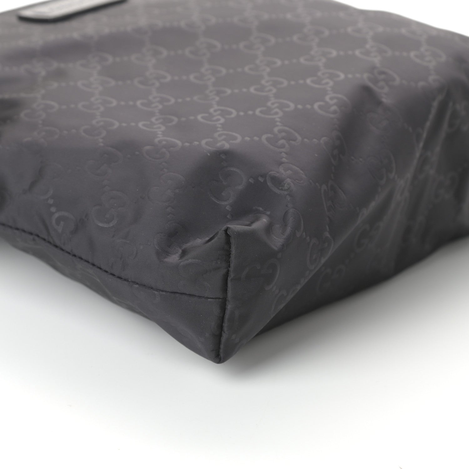 Gucci Nylon Monogram Dollar Calfskin Flat Messenger Bag Black 8 of 9