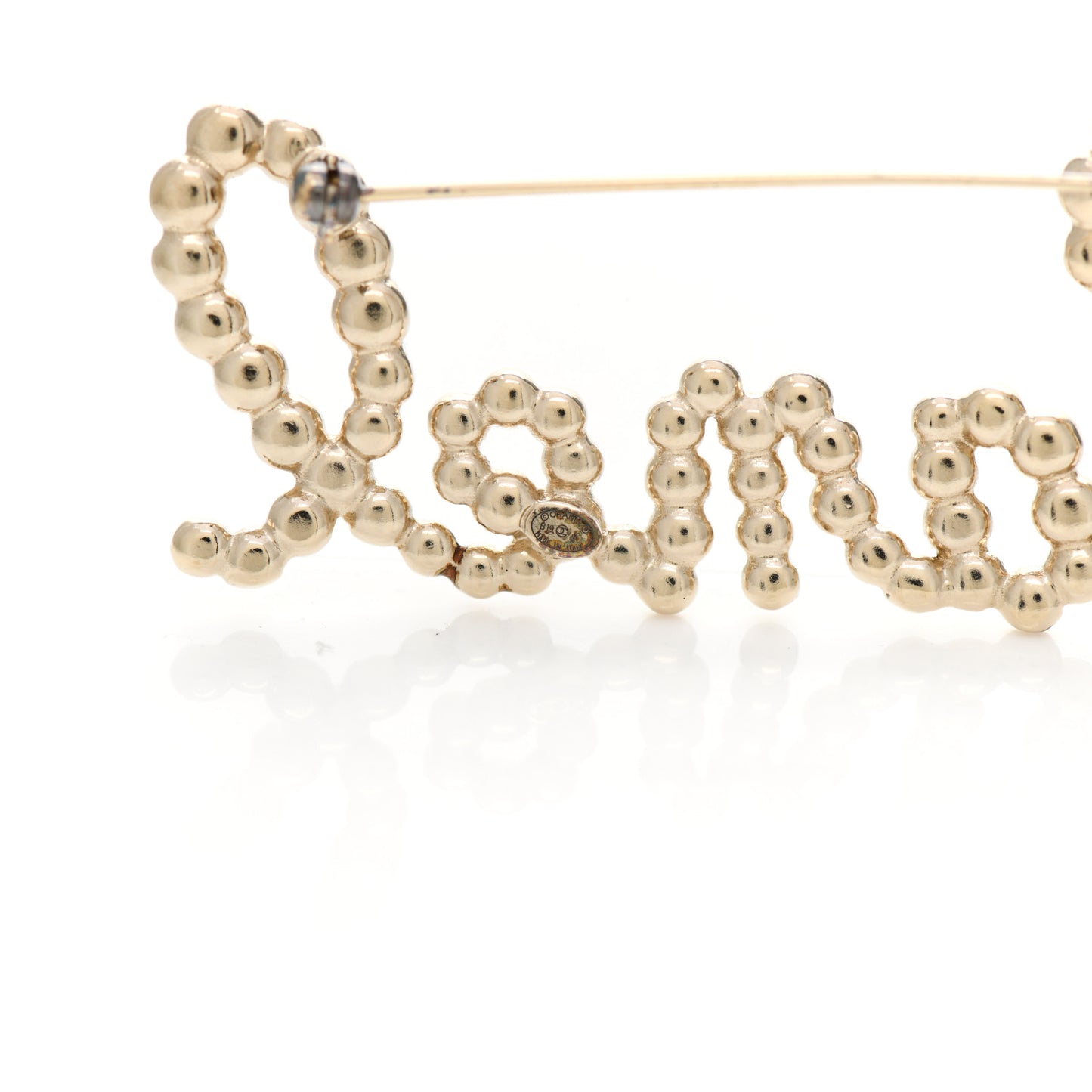 Metal Glass Swirling Pearls Brooch Pin Gold
