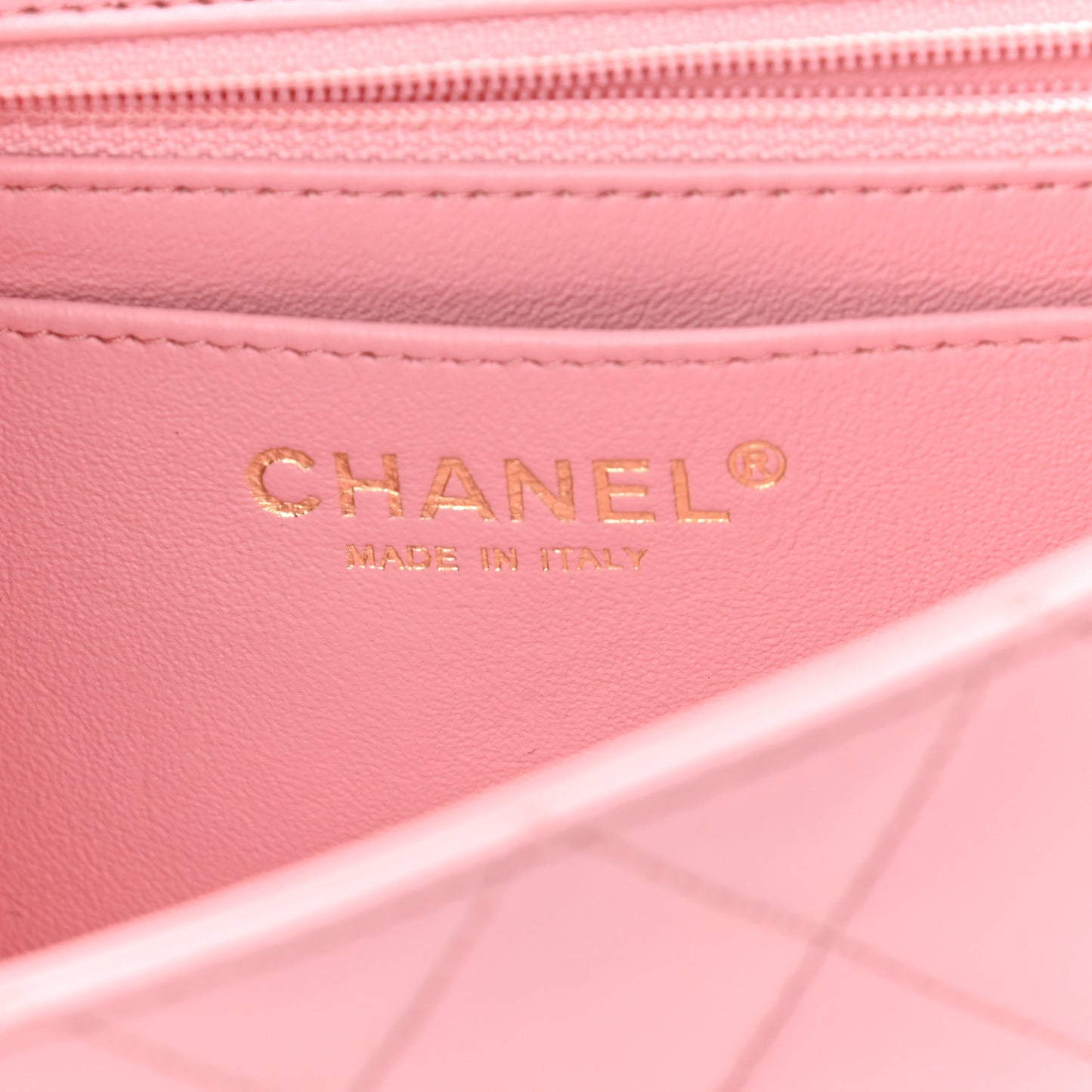 Lambskin Quilted Mini Rectangular Flap Light Pink