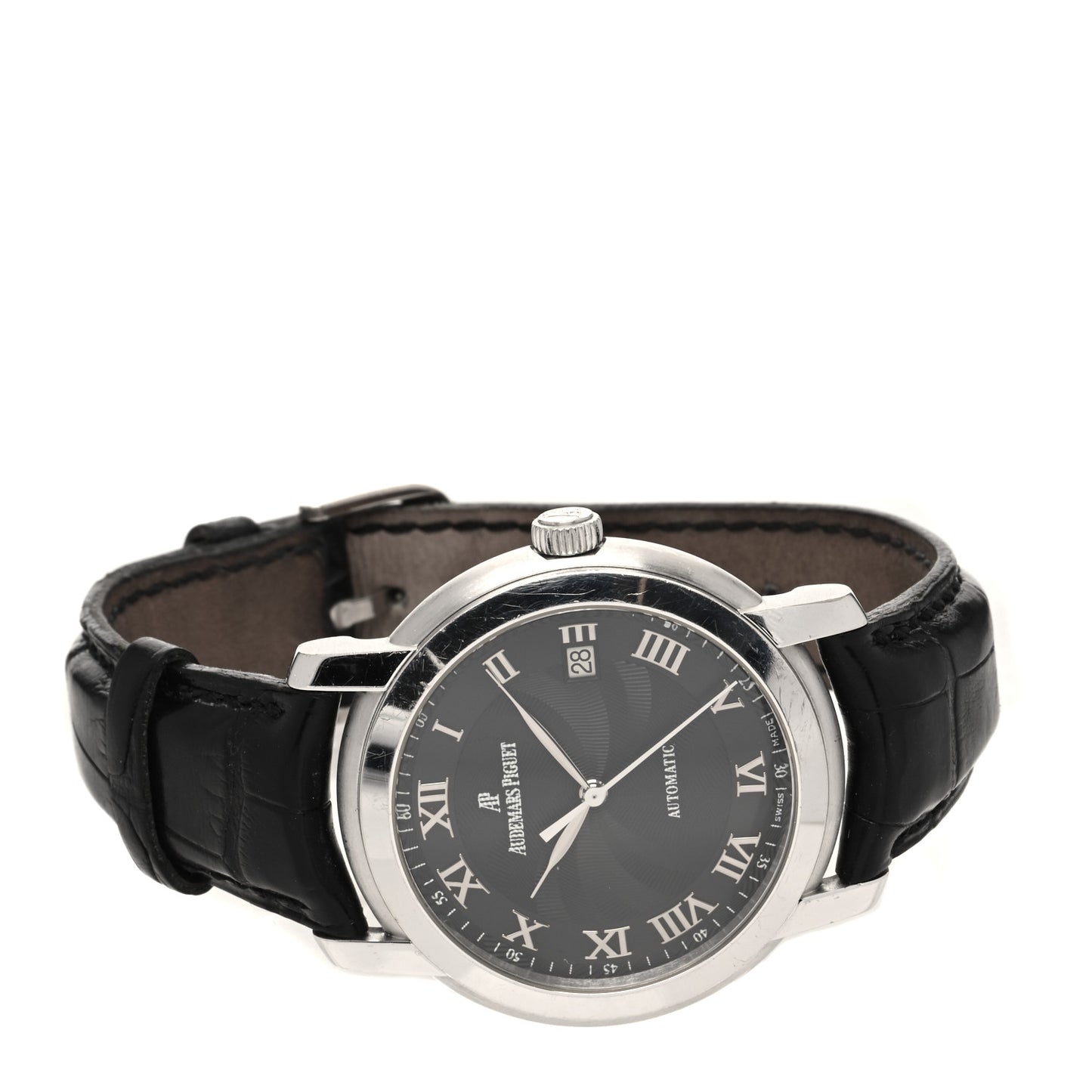 18K White Gold Alligator 39mm Jules Audemars Automatic Watch Black 15120BC.OO.A002CR.03