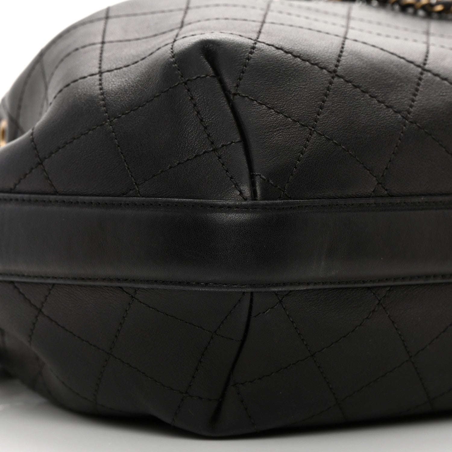 Chanel Calfskin Stitched Small Paris Rome Drawstring CC Bag Black 9 of 19