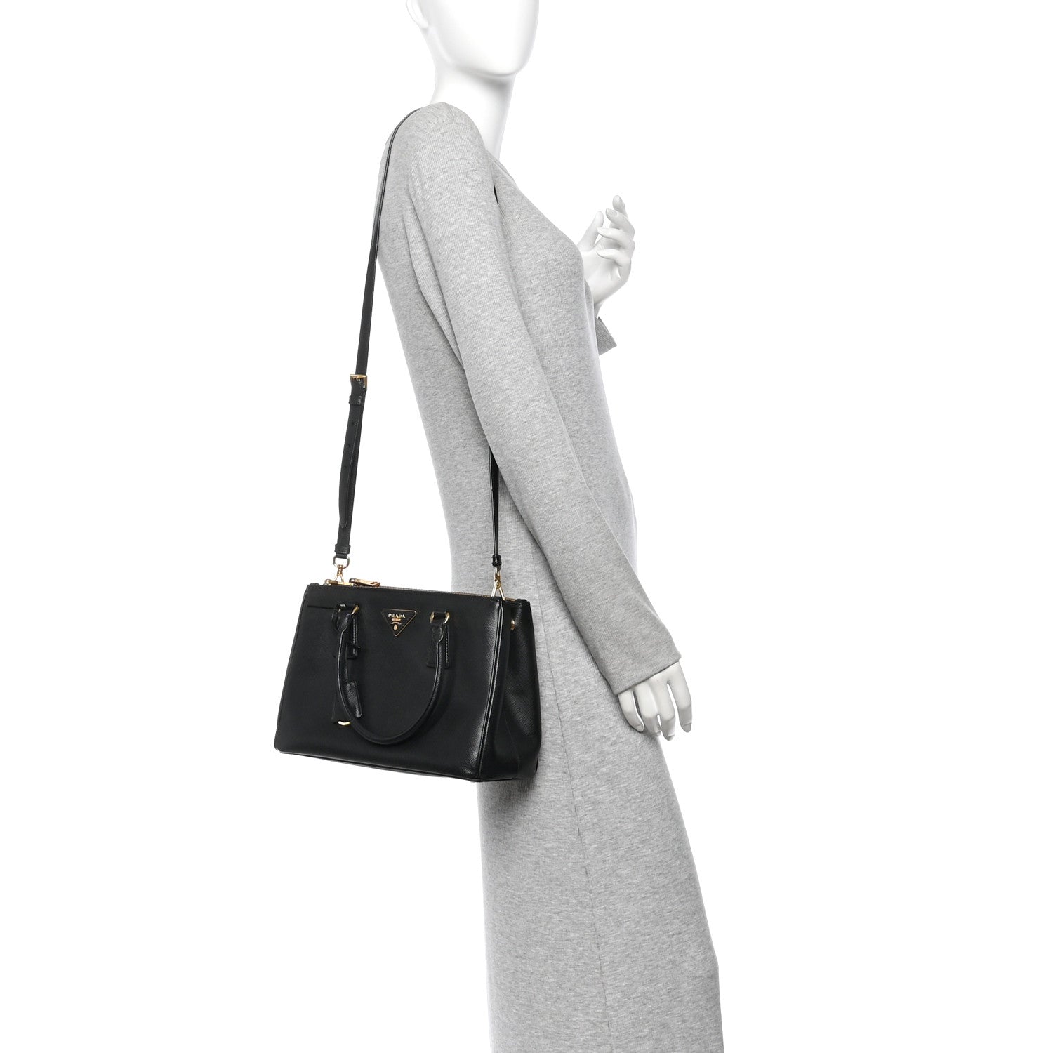 Prada Saffiano Small Galleria Double Zip Tote Black 2 of 10