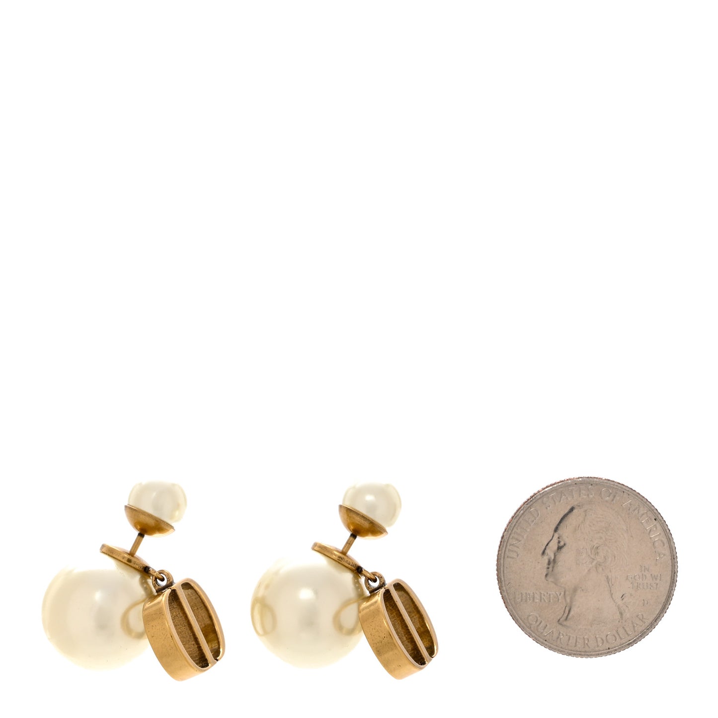 Pearl Logo Drop Earrings Gold