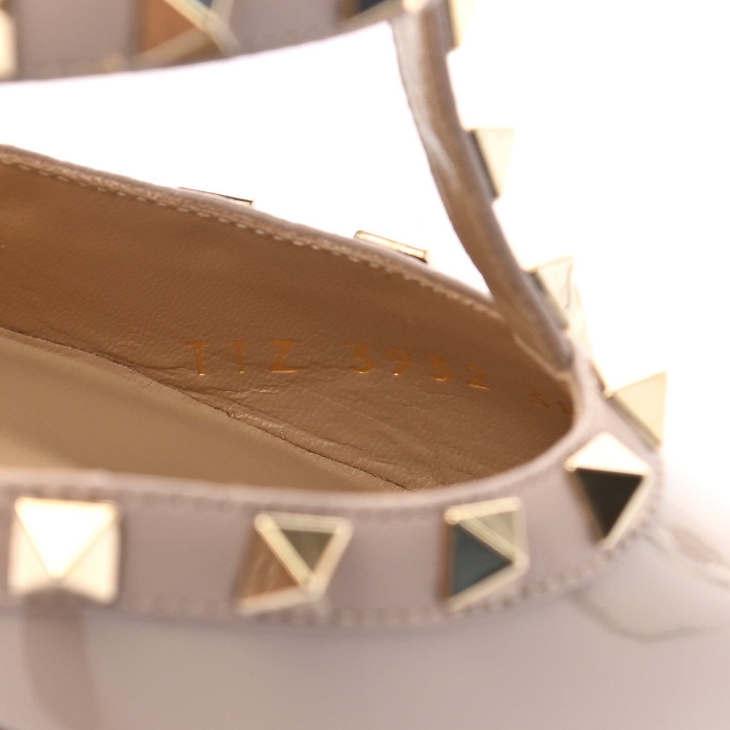 Patent Nappa Rockstud Ankle Strap 100mm Pumps 38 Poudre