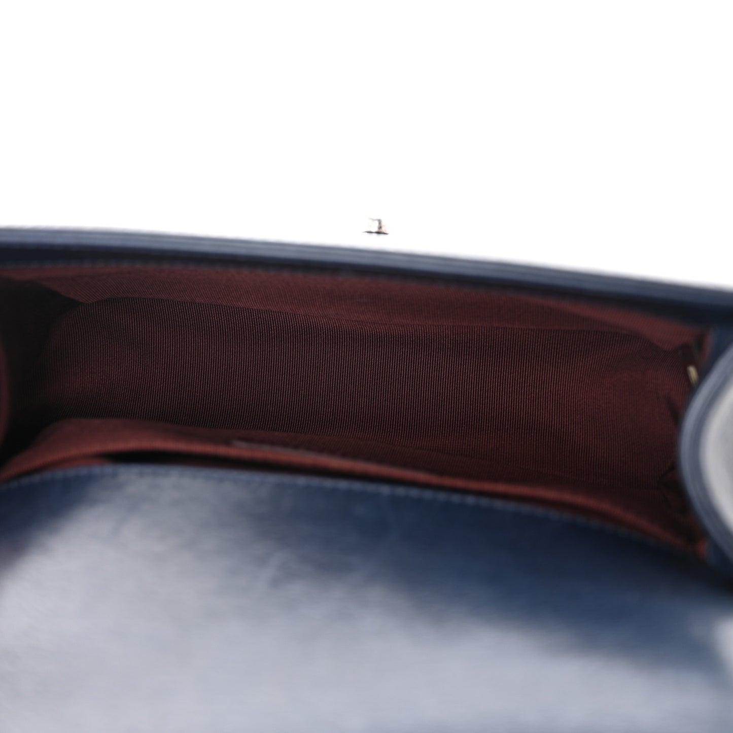 Glazed Calfskin Quilted Small Boy Chained Flap Navy