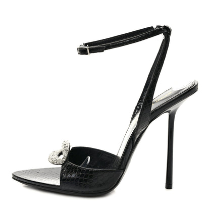Saint Laurent Ayers Snakeskin Embossed Crystal Giqua 115 Sandals 36.5 Black 1 of 7