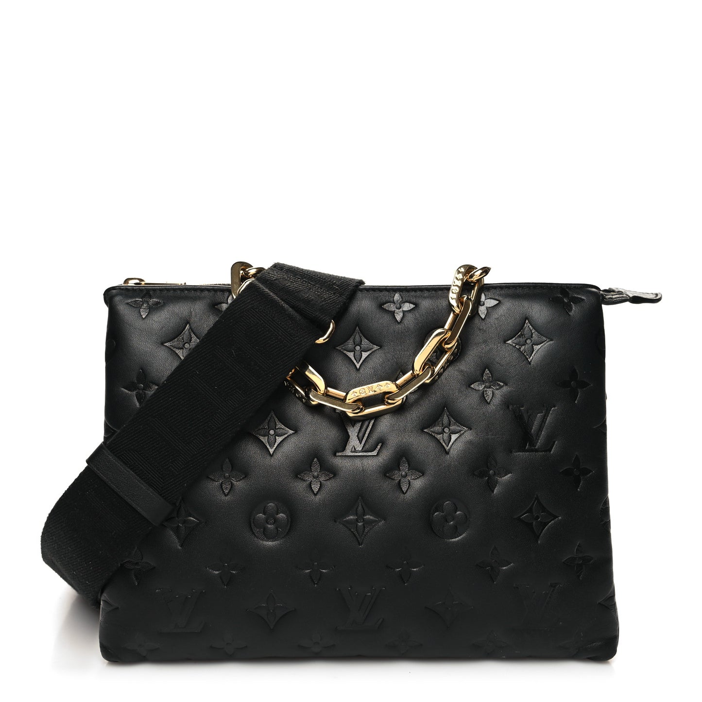 Lambskin Embossed Monogram Coussin PM Black