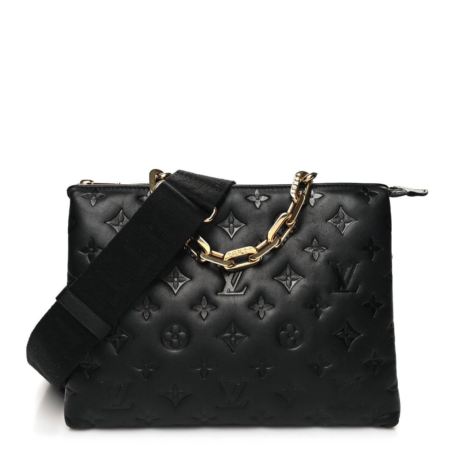 Louis Vuitton Lambskin Embossed Monogram Coussin PM Black 1 of 11