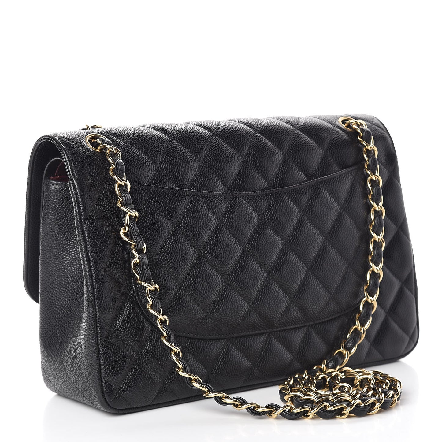 Caviar Quilted Jumbo Double Flap Black