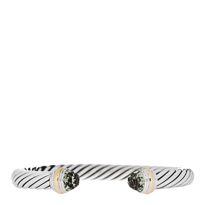 David Yurman Sterling Silver 14K Yellow Gold Prasiolite 7mm Cable Classics Bracelet 1 of 3