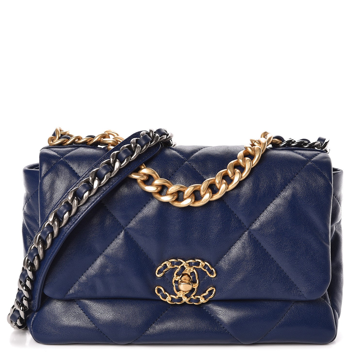 Chanel Goatskin Quilted Medium 19 Flap Dark Blue 1 of 11