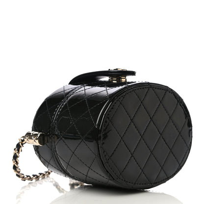 Chanel Patent Quilted Round Small Vanity With Chain Black 4 of 11