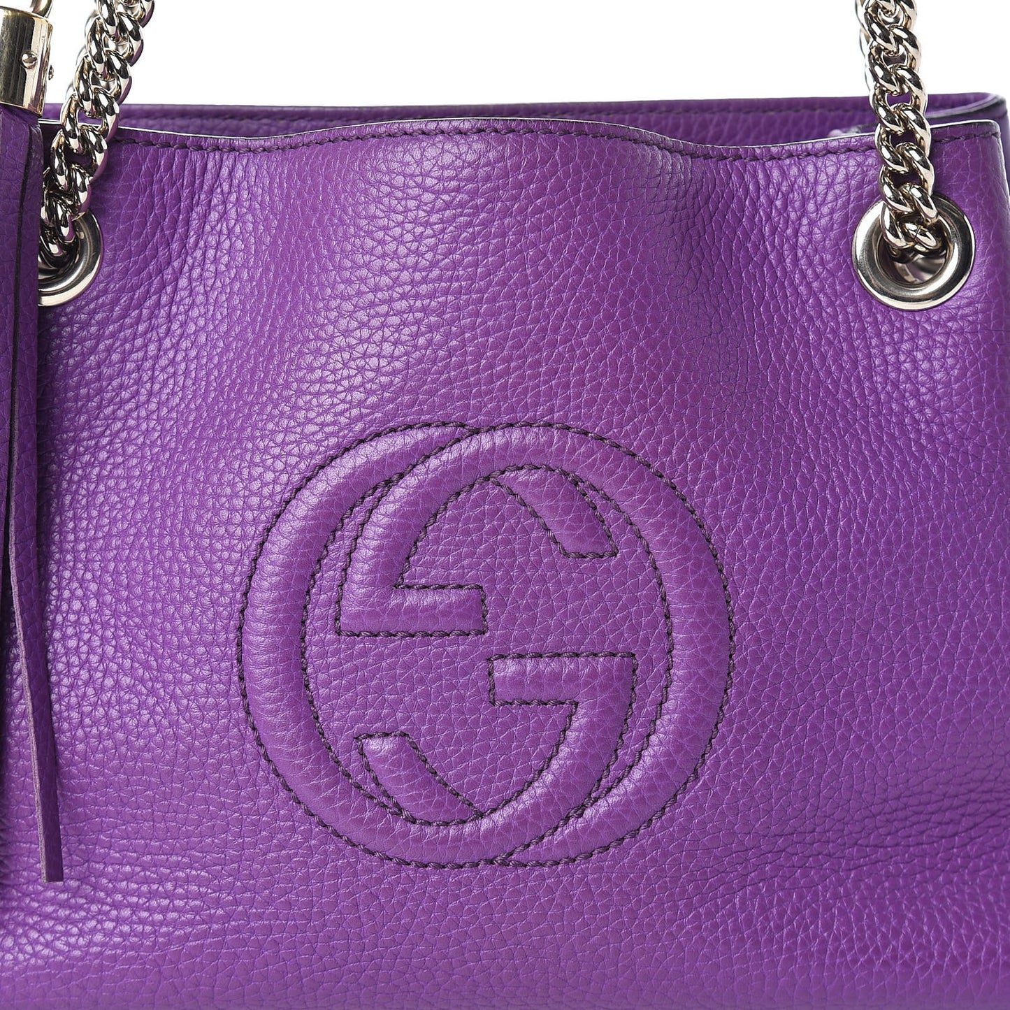 Pebbled Calfskin Small Soho Chain Shoulder Bag Shine Purple