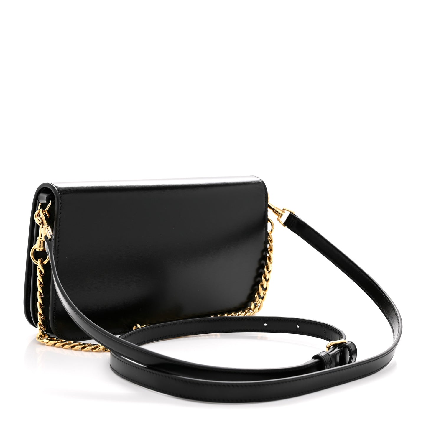 Shiny Calfskin Triomphe Multipochette Black