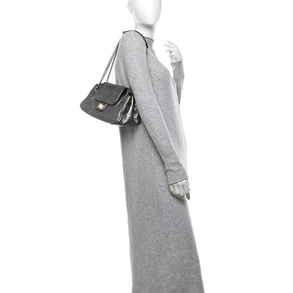 Chanel Metallic Crackled Calfskin Perforated Drill Shoulder Bag Silver 2 of 10