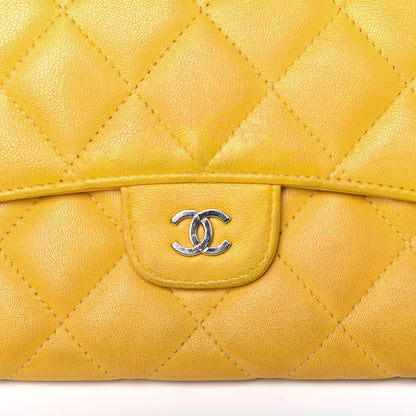 Chanel Lambskin Quilted Large Flap Wallet Yellow 23 of 23