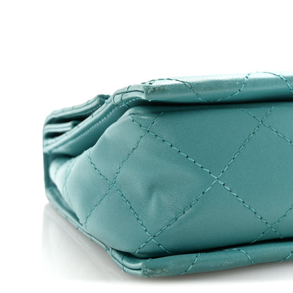 Chanel Calfskin Stitched Double Flap Bag Turquoise 9 of 10