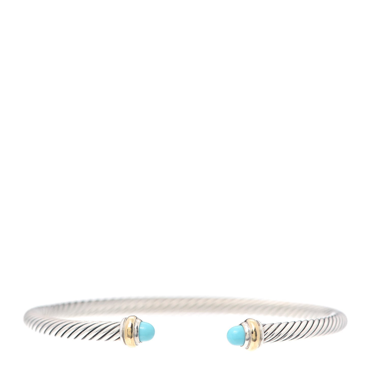 Sterling Silver 18K Yellow Gold Turquoise 4mm Cable Classics Bracelet