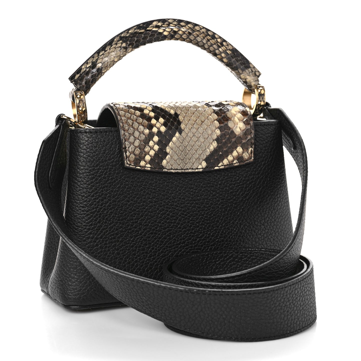 Taurillon Snakeskin Mini Capucines Black