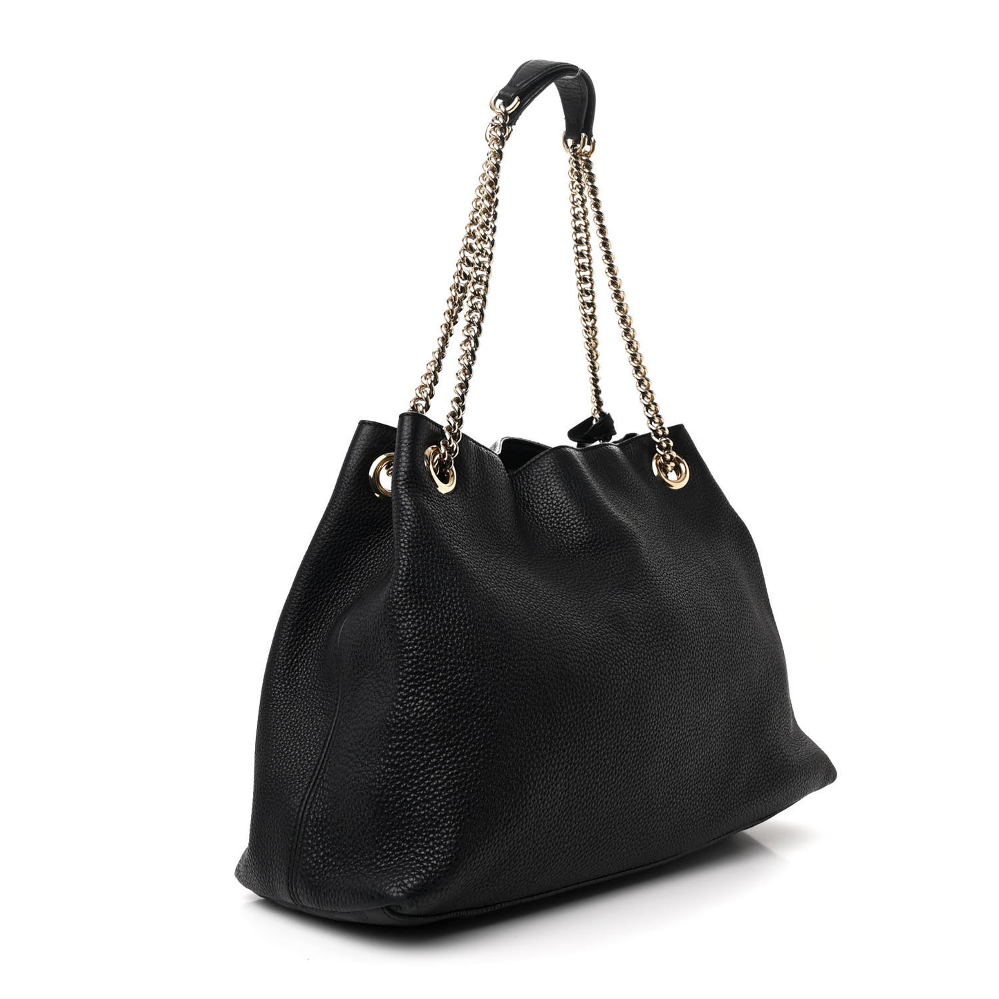 Pebbled Calfskin Medium Soho Chain Shoulder Bag Black