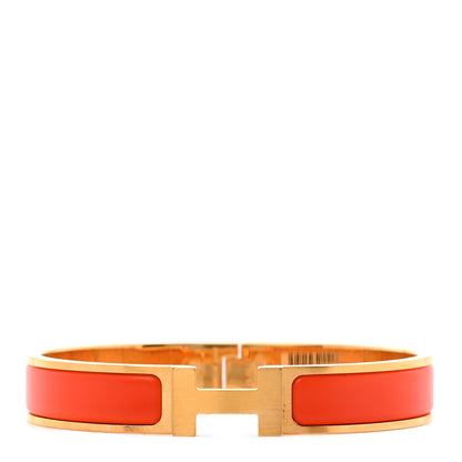 Hermes Matte Enamel Narrow Clic Clac HH Bracelet T6 Orange 1 of 6