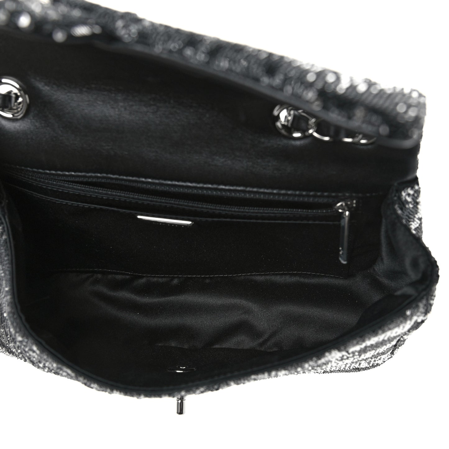 Sequin La Pausa Medium Single Flap Silver Black