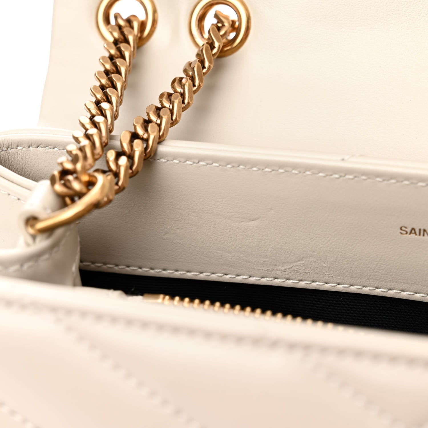 Saint Laurent Calfskin Y Quilted Monogram Small Loulou Chain Satchel Crema Soft 7 of 11