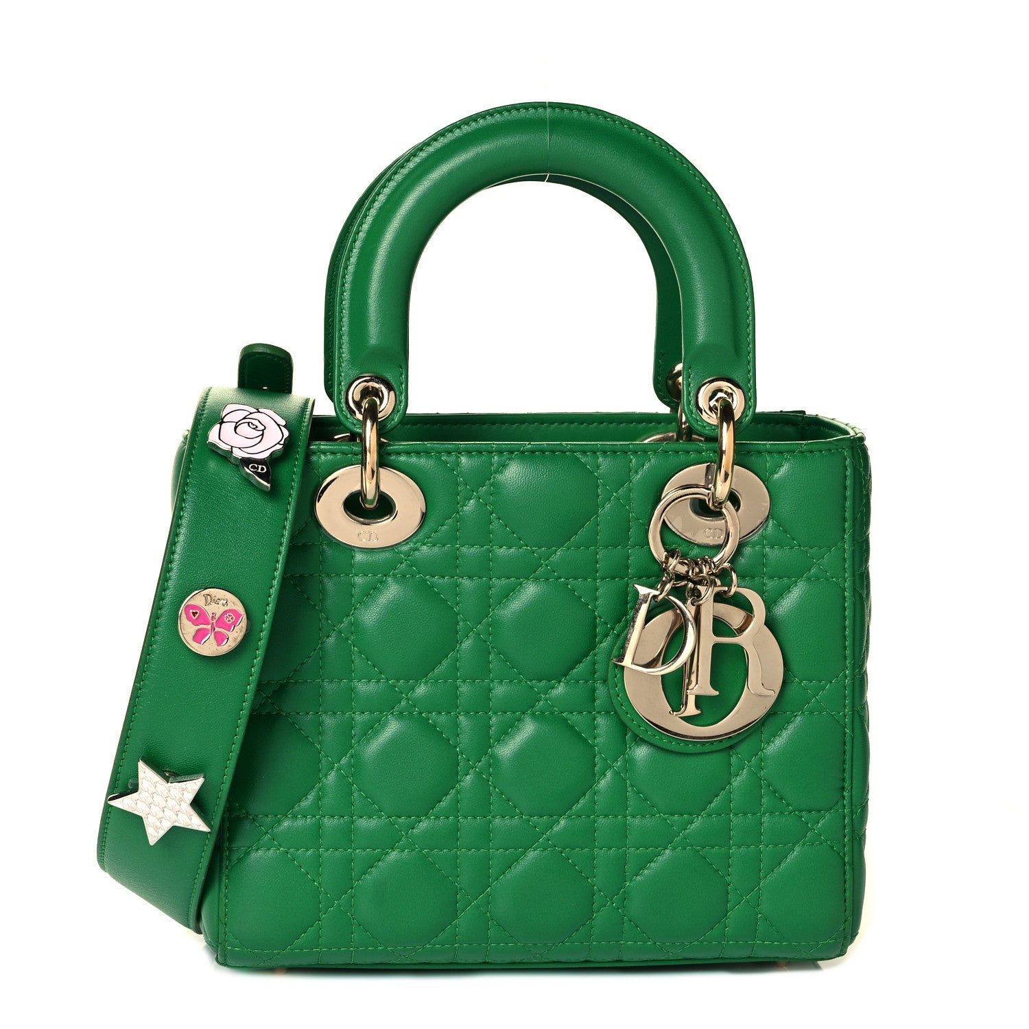 Christian Dior Lambskin Cannage Small Lucky Badges My Lady Dior Green 1 of 10