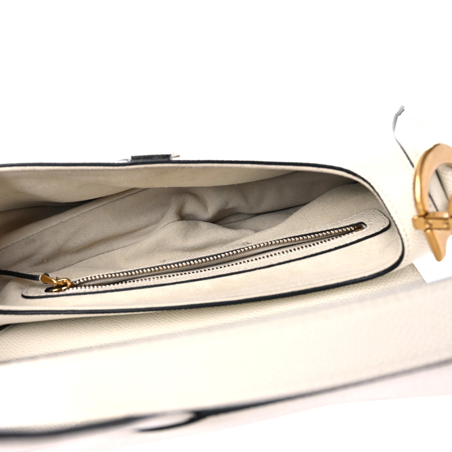 Grained Calfskin Saddle Bag White