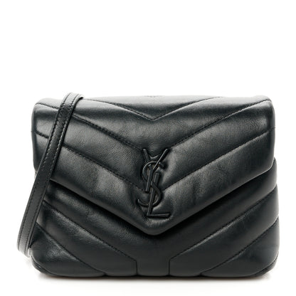 Saint Laurent Calfskin Y Quilted Monogram Monochrome Toy Loulou Crossbody Bag Black 1 of 11