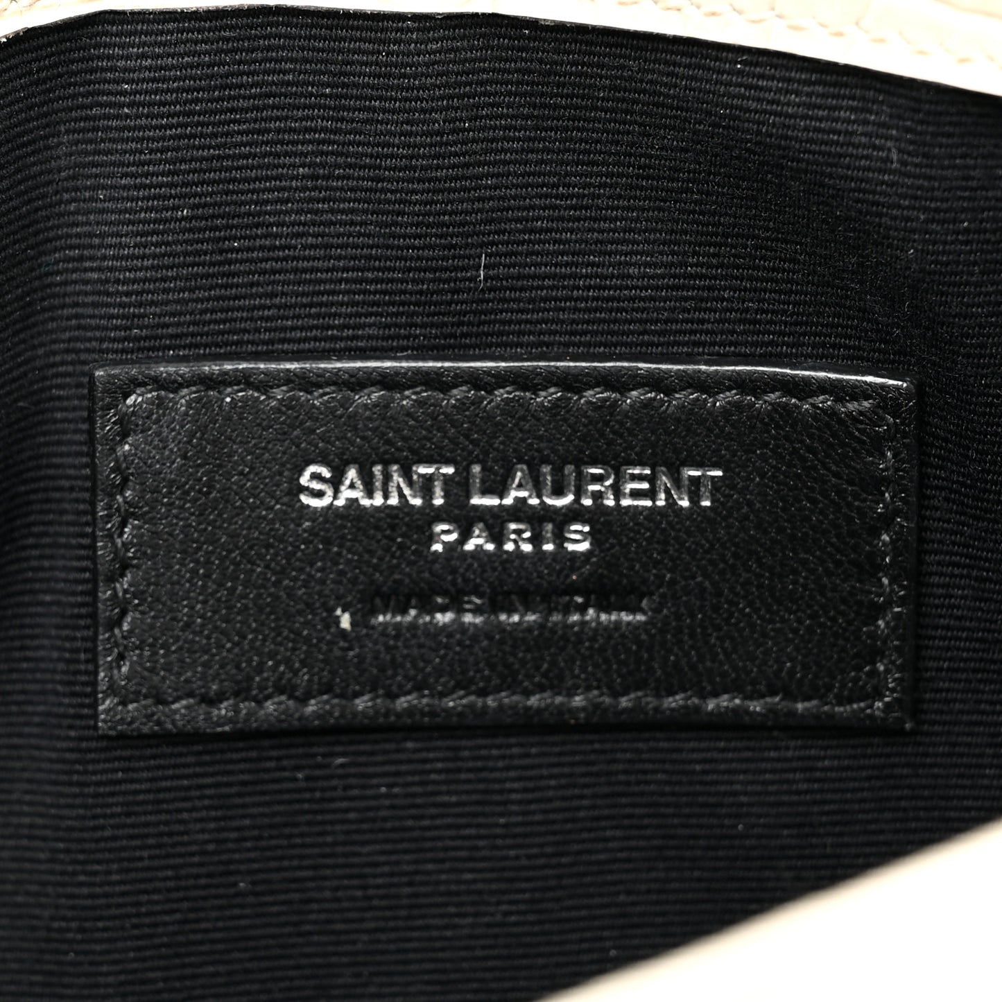 Calfskin Crocodile Embossed Uptown Monogram Clutch Porcellana