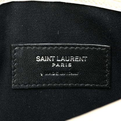 Saint Laurent Calfskin Crocodile Embossed Uptown Monogram Clutch Porcellana 6 of 14