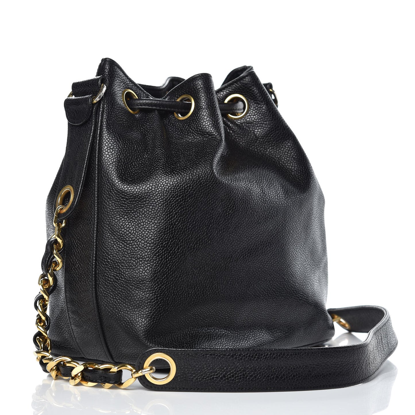 Caviar CC Drawstring Shoulder Bag Black